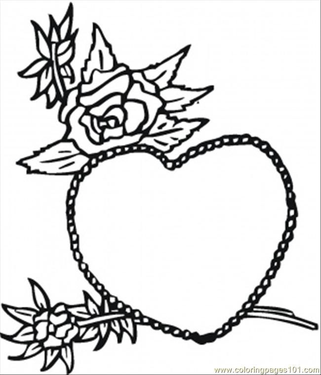 Coloring Pages Rose And The Heart (Natural World > Flowers) - free 