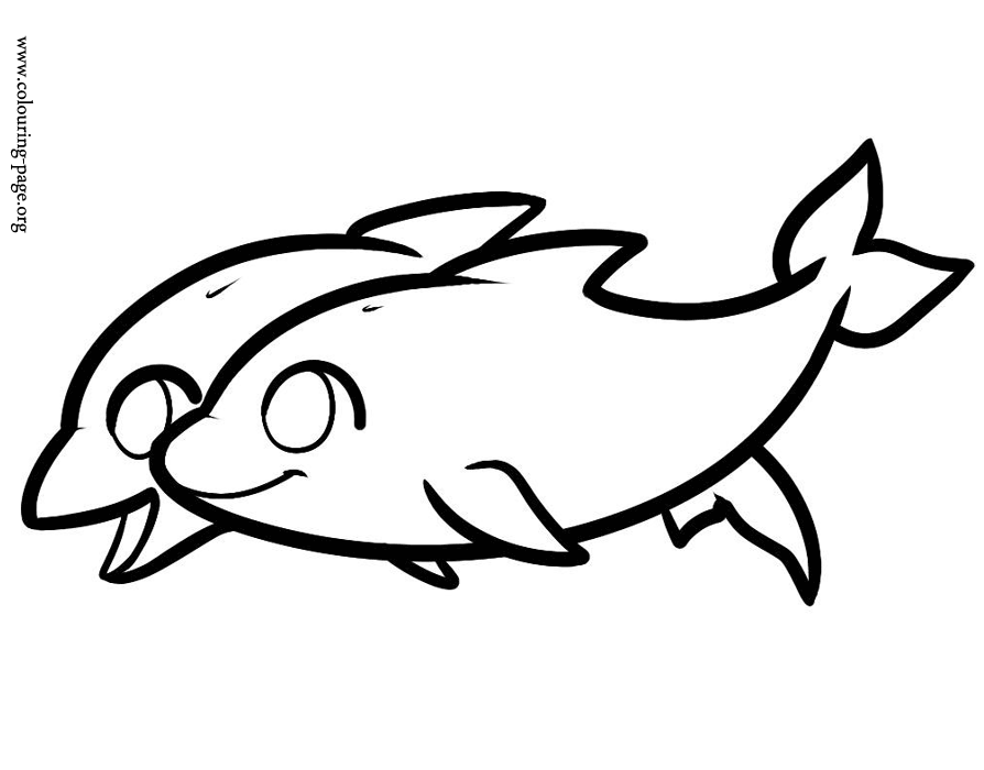 Dolphins - Two cute dolphins swimming coloring page
