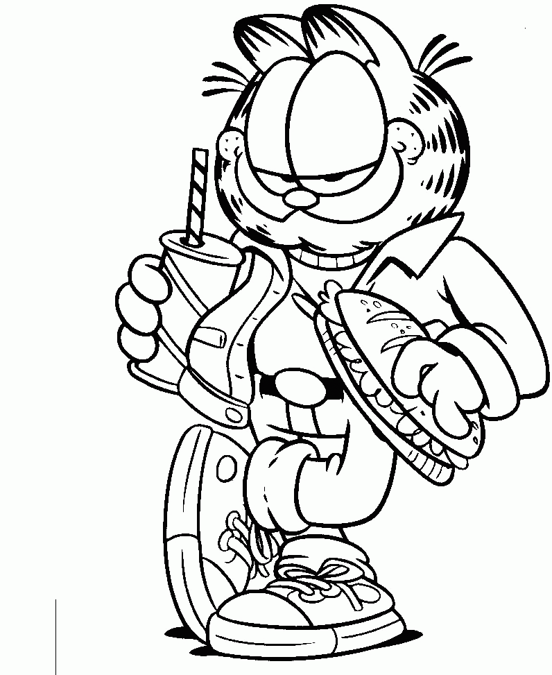 Download Garfield Was Drinking Coloring Page Or Print Garfield Was 