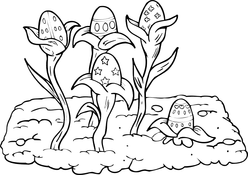 Easter Egg Coloring Page | Easter Eggs Growing Like Plants