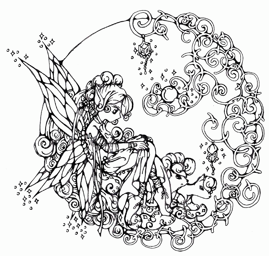 Cute Intricate Coloring Pages Of Fairies