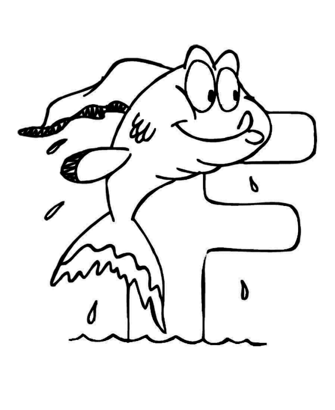 Letter F for Fish coloring page