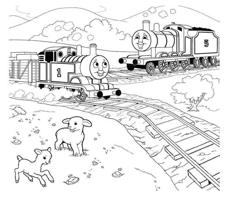 Thomas And Friends Two Sheep Coloring Page - Thomas Coloring Pages 