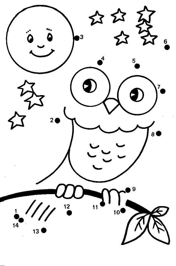 Cartoon Owl Dot To Dot Coloring Pages