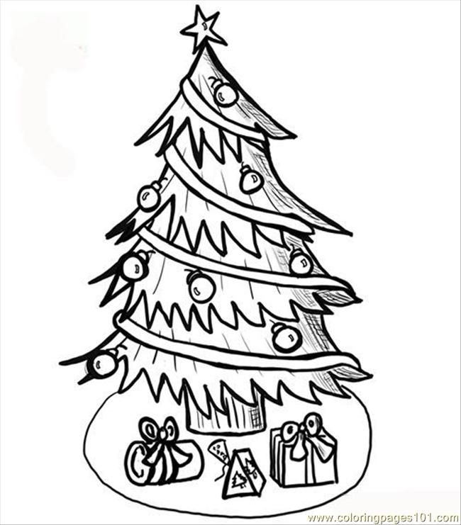 Coloring Pages Christmas Tree Coloring Page (Natural World > Trees 