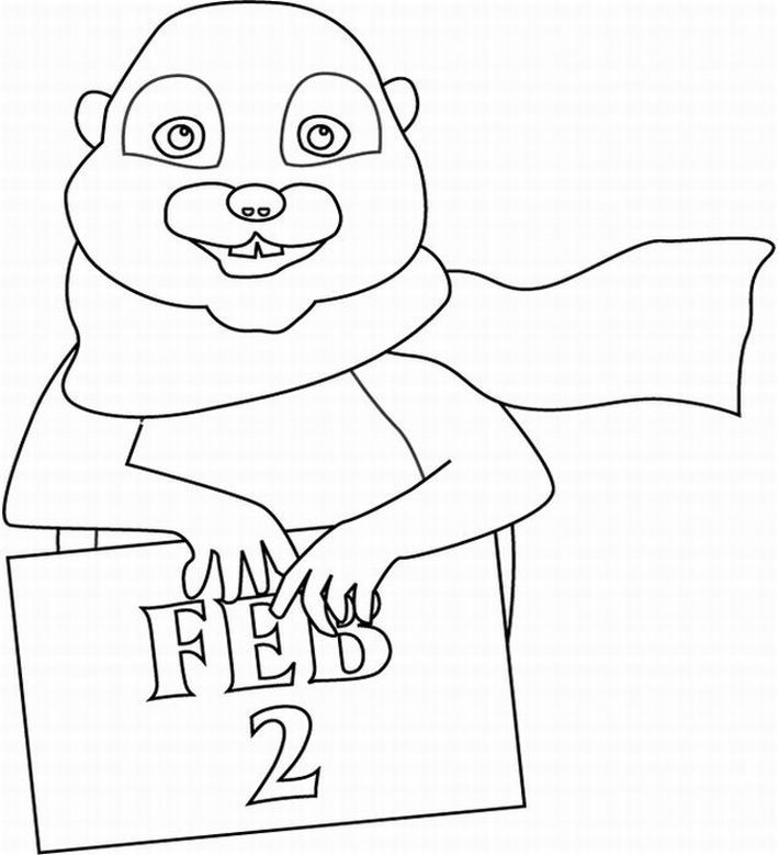 February 2 Groundhog Day Coloring Page