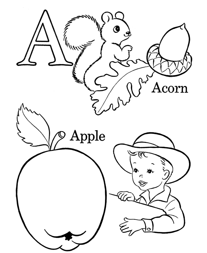 Letters A Apple And Acorn Coloring Pages | Coloring Pages