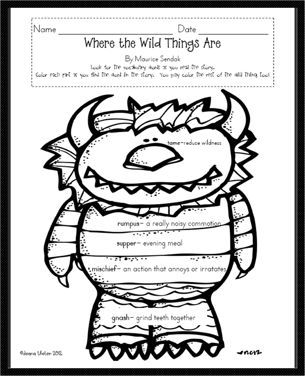 Where the wild things are activity sheet