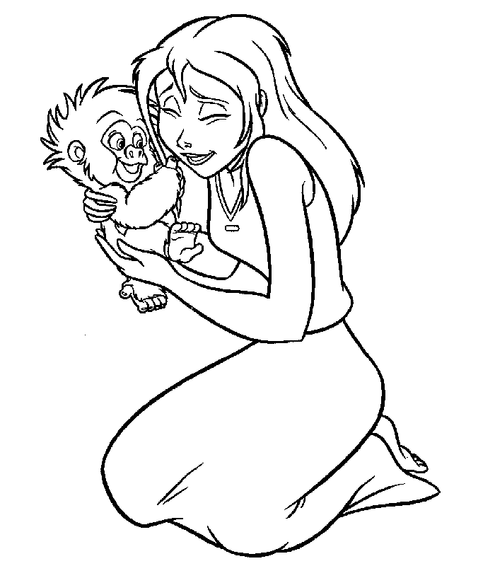 Jane and Little Monkey Coloring Online | Super Coloring