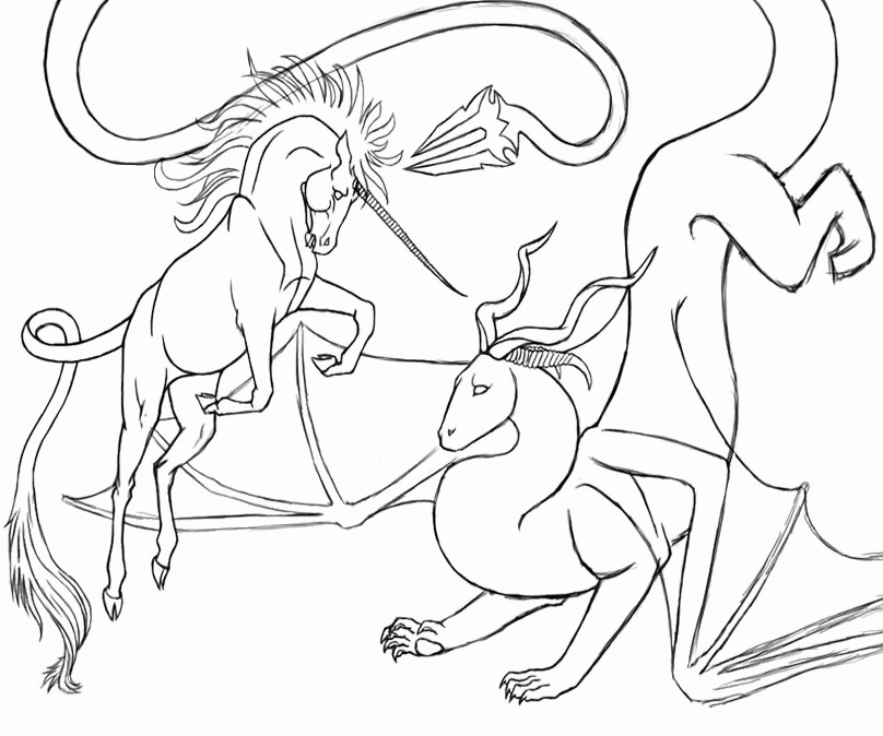 Download The Unicorn And Dragon Coloring Pages Or Print The 