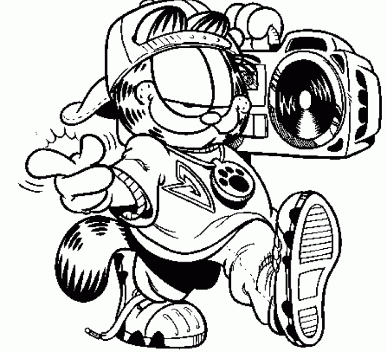 Download Garfield Takes The Radio Coloring Page Or Print Garfield 