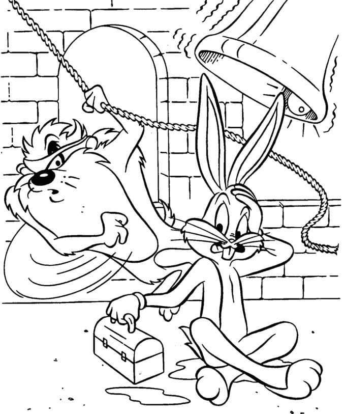 Bugs Bunny Is Working Coloring Pages - Looney Tunes Coloring Pages 