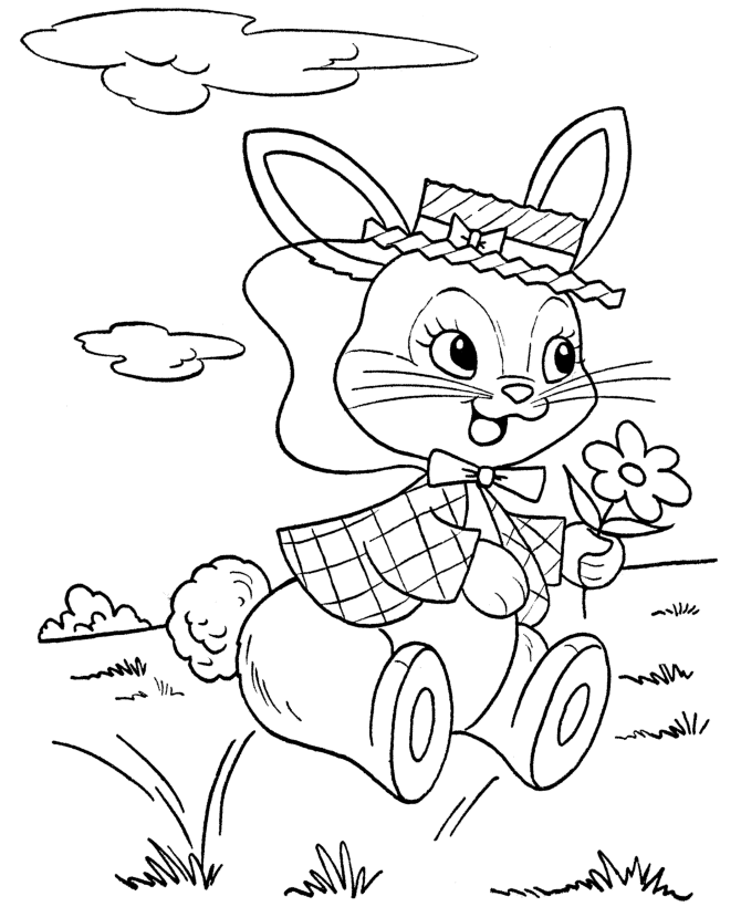 kids coloring pages printable hopping easter bunney