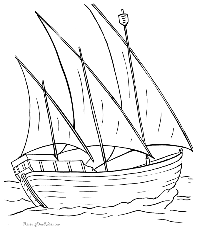 Columbus ship Nina - Boat coloring page 014