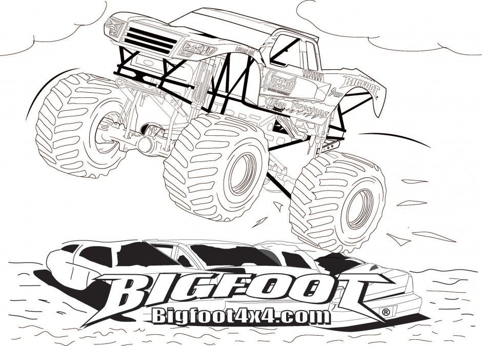 Bigfoot Monster Truck Coloring Pages Picture Cool Car 195995 Car 