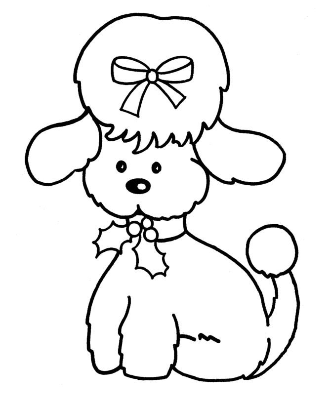 Learning Years: Christmas Coloring Pages - Christmas Poodle Dog 