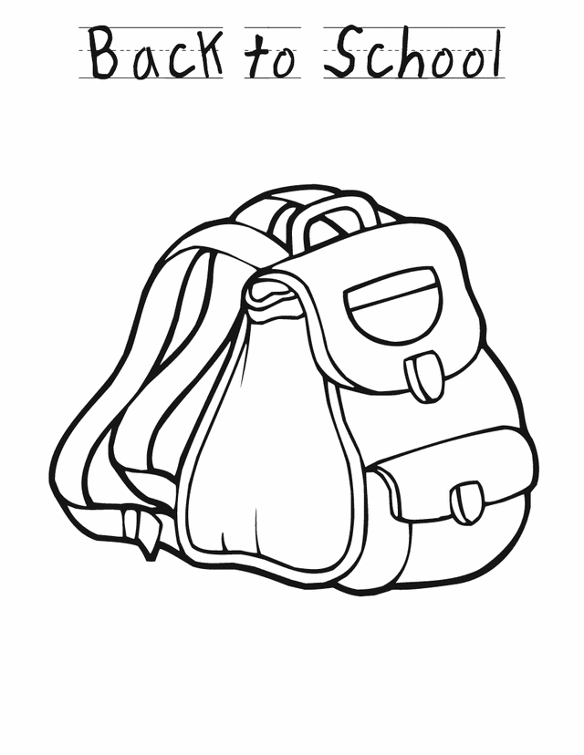 coloring sheet of backtoschool backpack for kids - Coloring Point