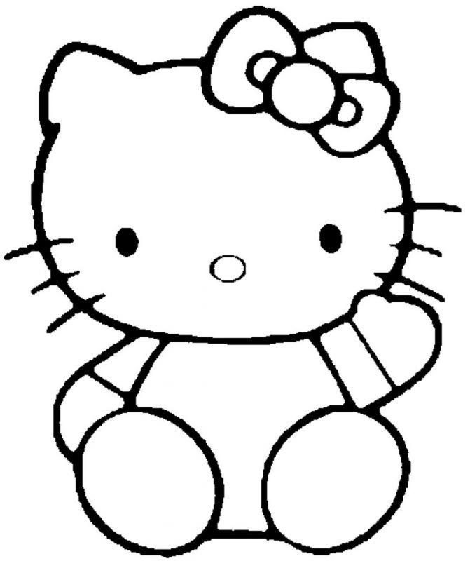 Cute Hello Kitty Waving Hand Coloring Pages | The Coloring Pages