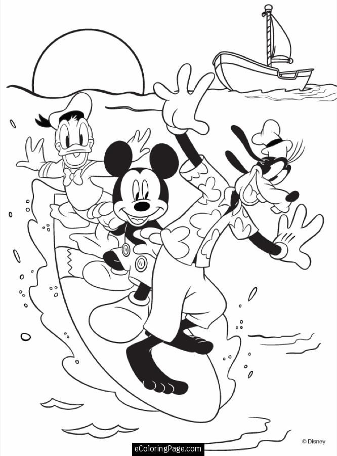 Mickey Mouse Donald Duck and Goofy Printable Coloring Page 