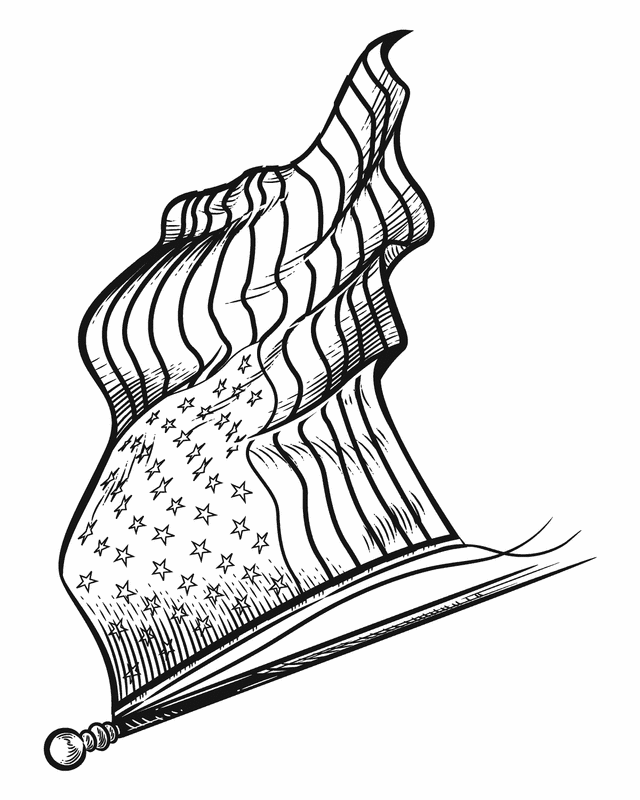 Waving American Flag - Free Printable Coloring Pages