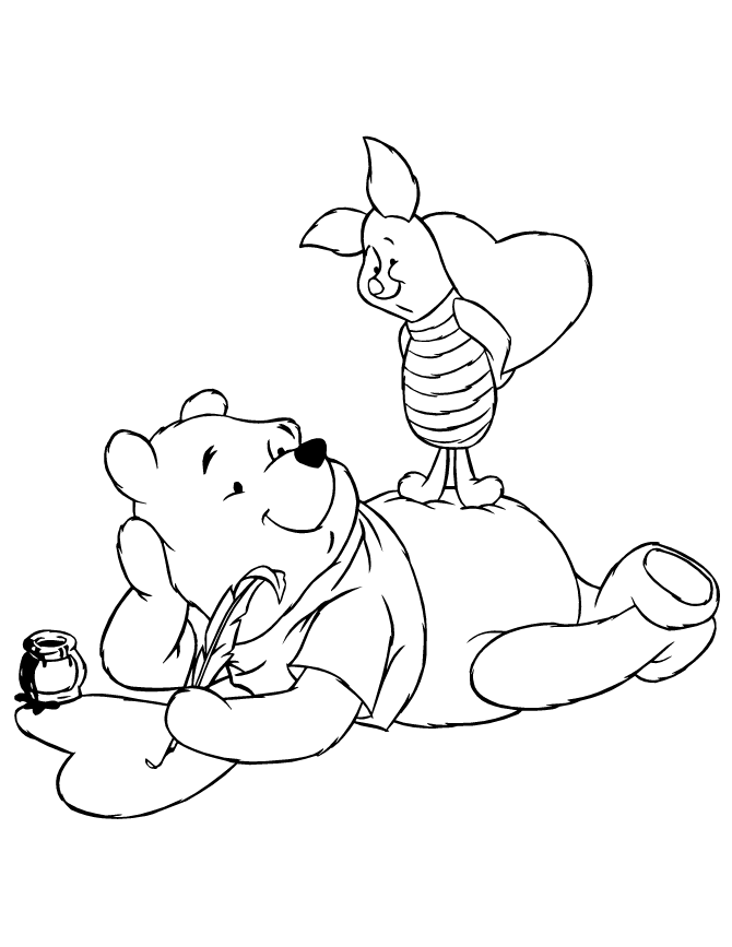 Pooh And Piglet Valentines Day Craft Coloring Page | Free 