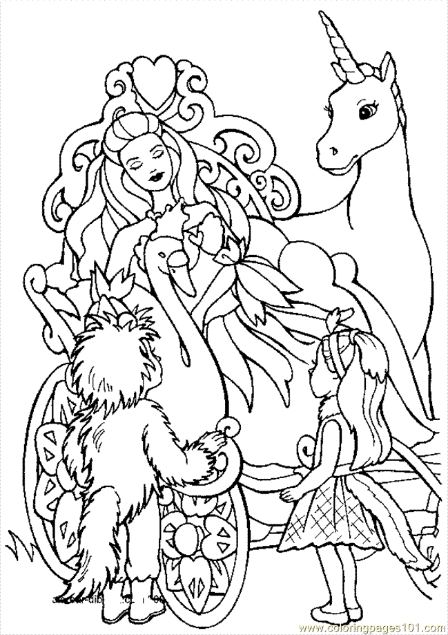 BARBIE UNICORN Colouring Pages