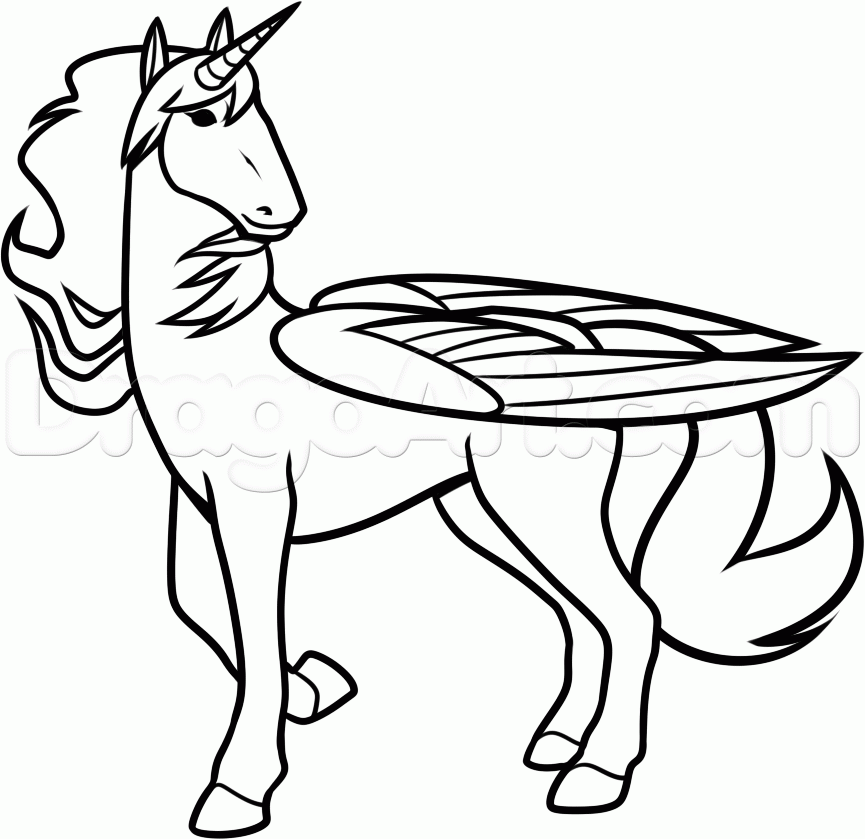 How to Draw a Rainbow Unicorn, Step by Step, Unicorns, Fantasy 