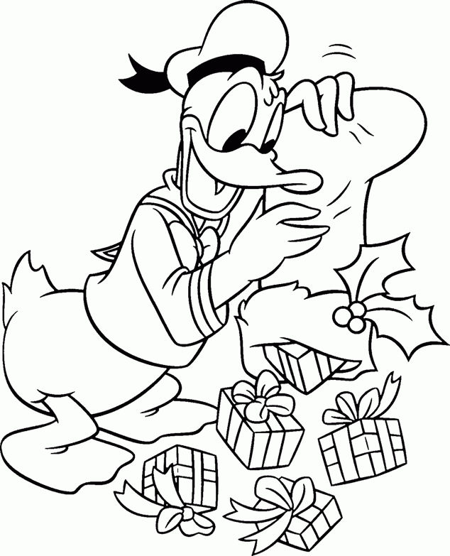 Disney Christmas Coloring: coloring Donald gifts ~ Child Coloring