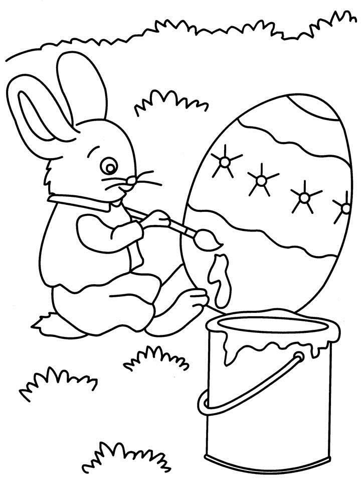 Rabbit painting Eggs coloring pages printable | Coloring Pages