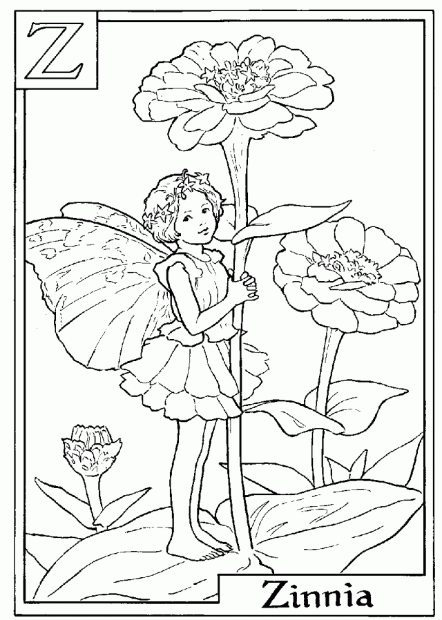 Print Letter Z For Zinnia Flower Fairy Coloring Page Or Download 