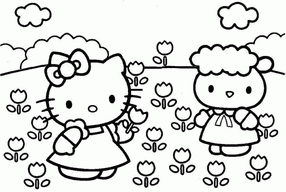 Colouring Sheets Cartoon Hello Kitty Free For Kids & Girls #
