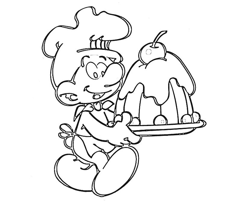1 Baker Smurf Coloring Page