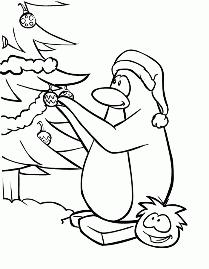 penguins christmas Colouring Pages