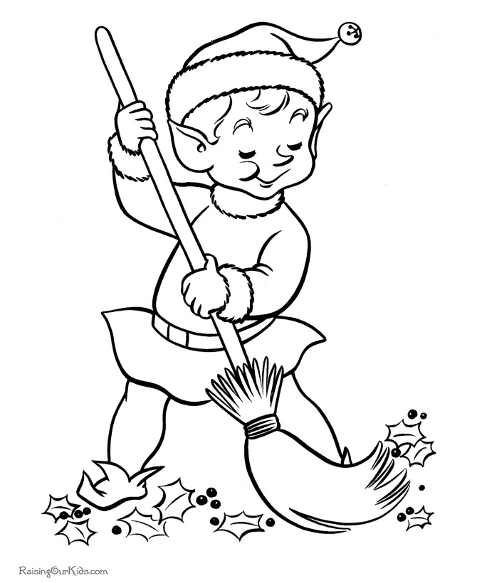 Santa's Elf printable Christmas coloring pages!