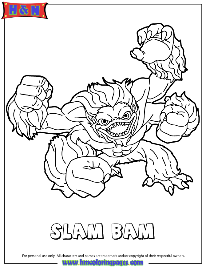 Skylanders Spyros Adventure Water Series1 Slam Bam Coloring Page 
