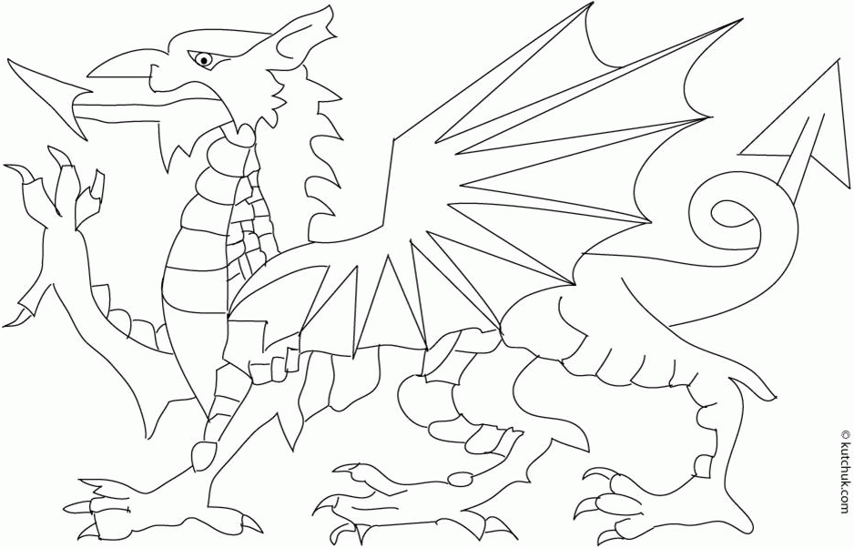 GreatAunt.co.uk - Printable Colouring Pages: Welsh Dragons 