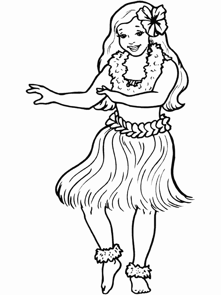 Printable Hula People Coloring Pages
