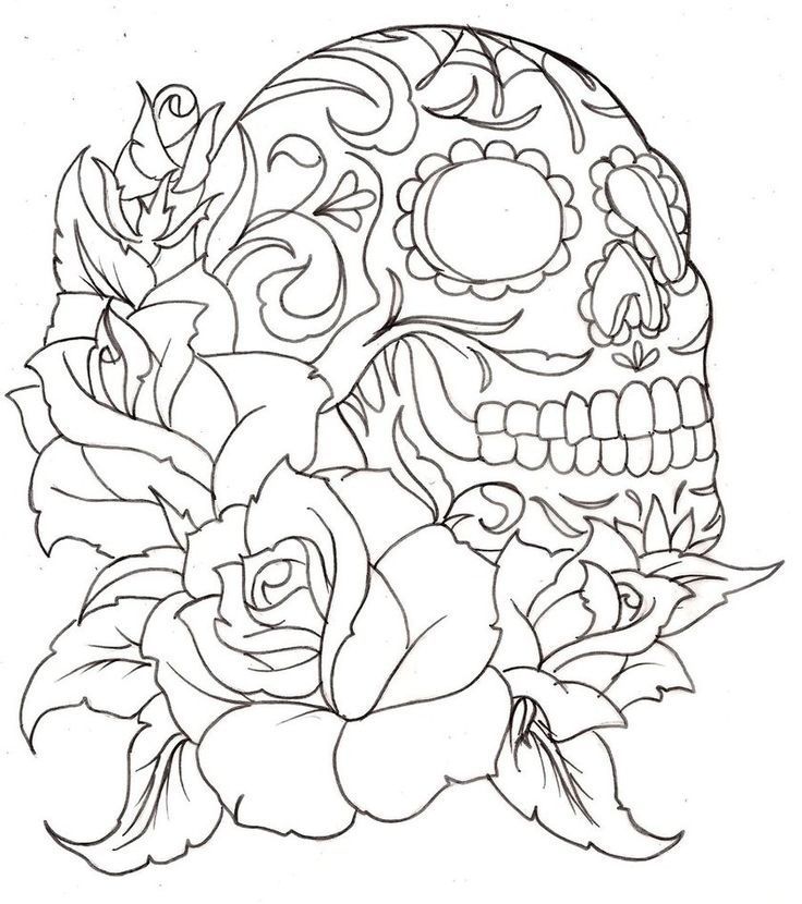 Flower Sugar Skull Coloring Pages | Printable Coloring Pages