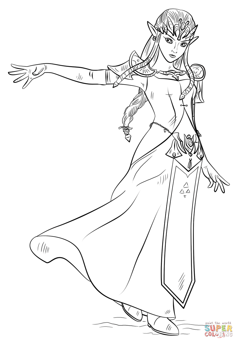 Princess Zelda coloring page | Free Printable Coloring Pages