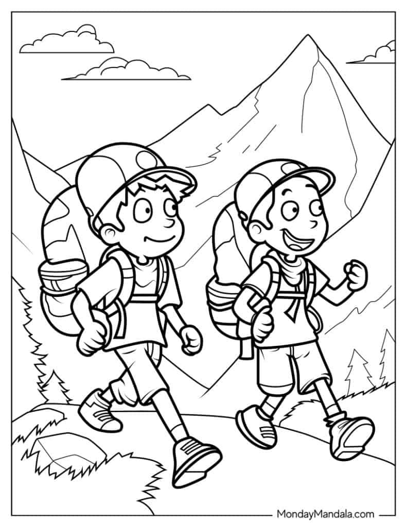 24 Camping & Hiking Coloring Pages (Free PDF Printables)