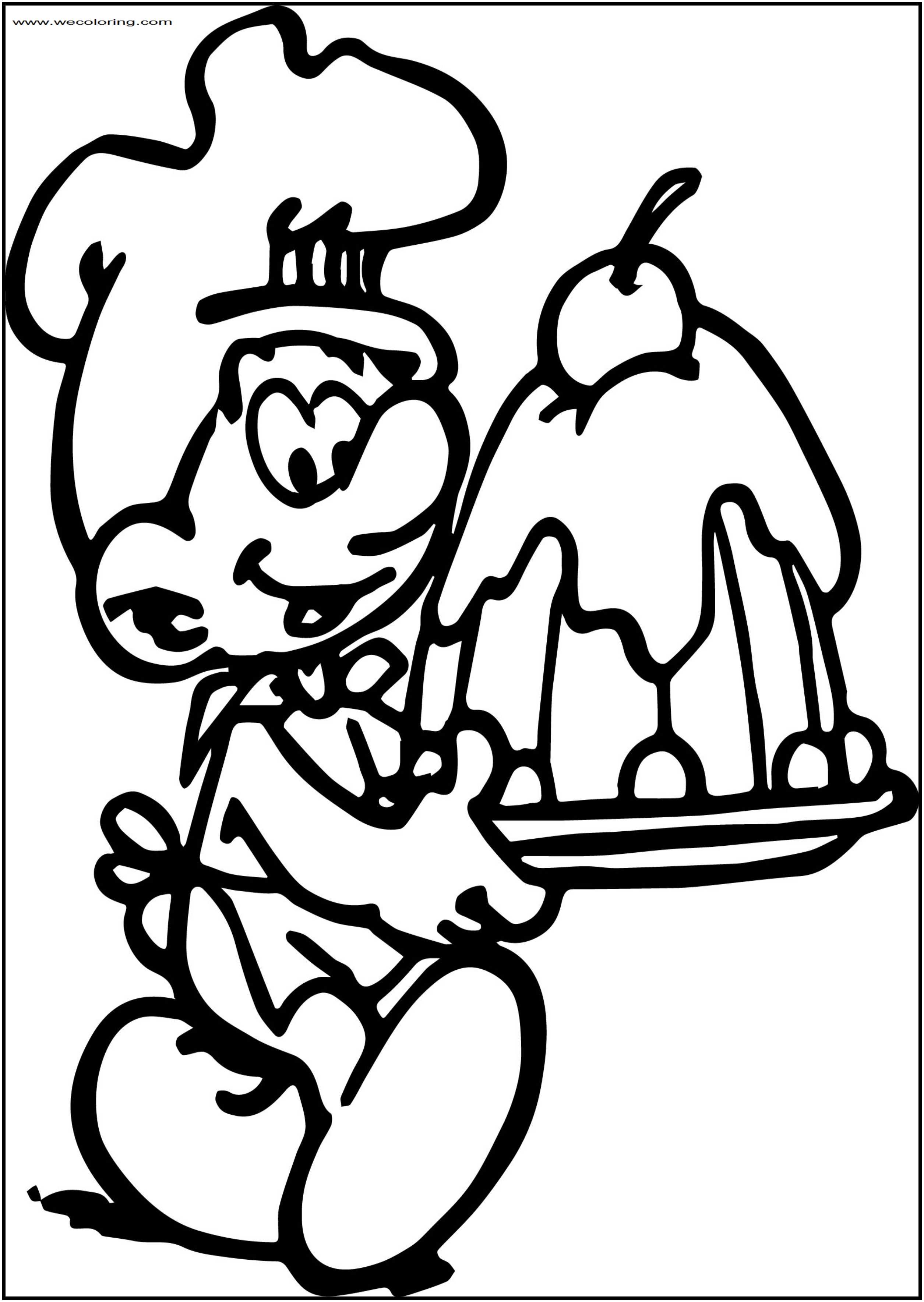 Baker Smurf Making Cake Free Printable Coloring Page ...