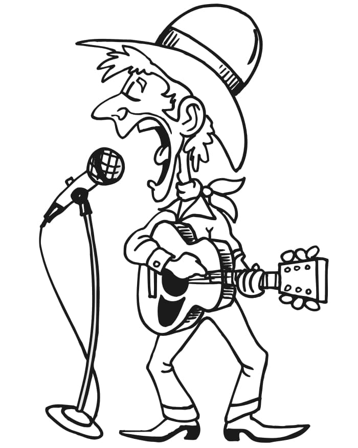 Country Singer Coloring Page - Free Printable Coloring Pages for Kids