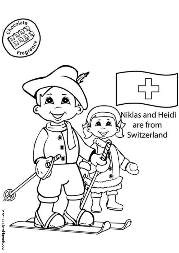 Coloring Page Niklas and Heidi from Switzerland - free printable coloring  pages - Img 5641
