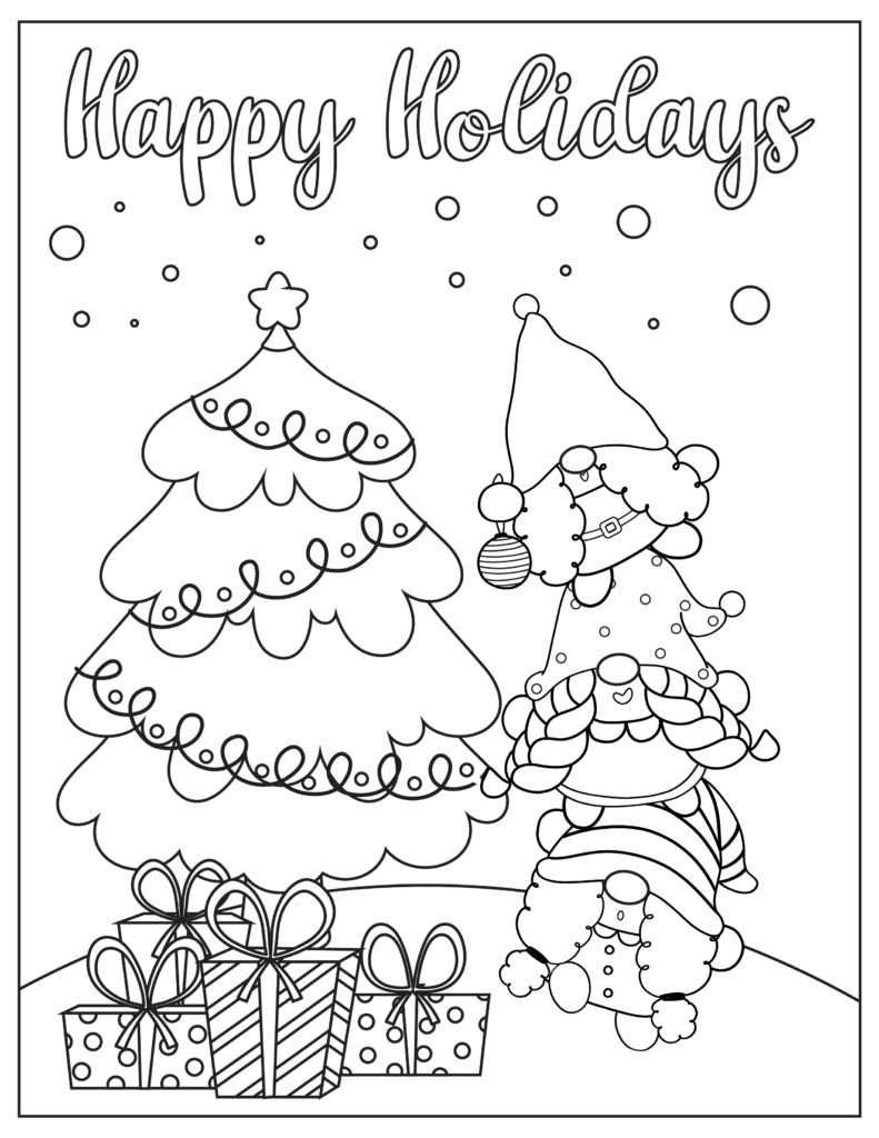 Christmas Themed Gnome Coloring Pages {Free Printable} | Fairy Garden DIY