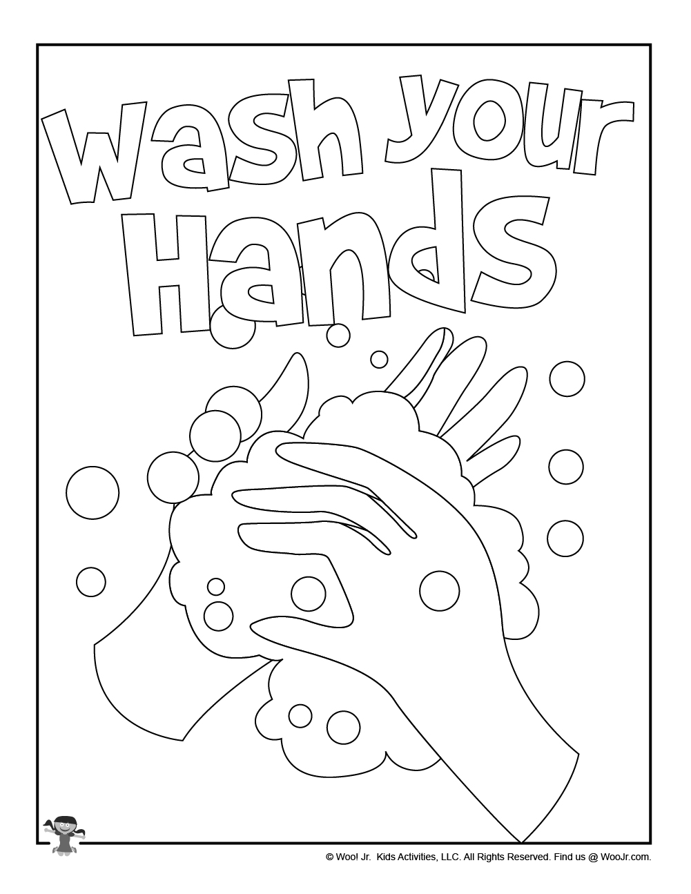 Student Coloring Page Wash Your Hands | Woo! Jr. Kids Activities