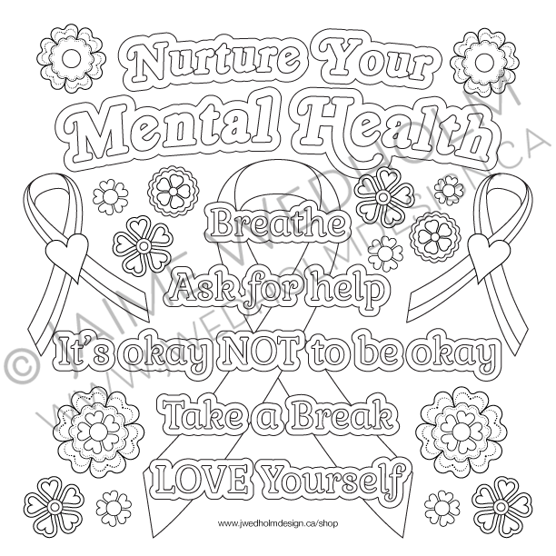 Nurture Your Mental Health Colouring Page