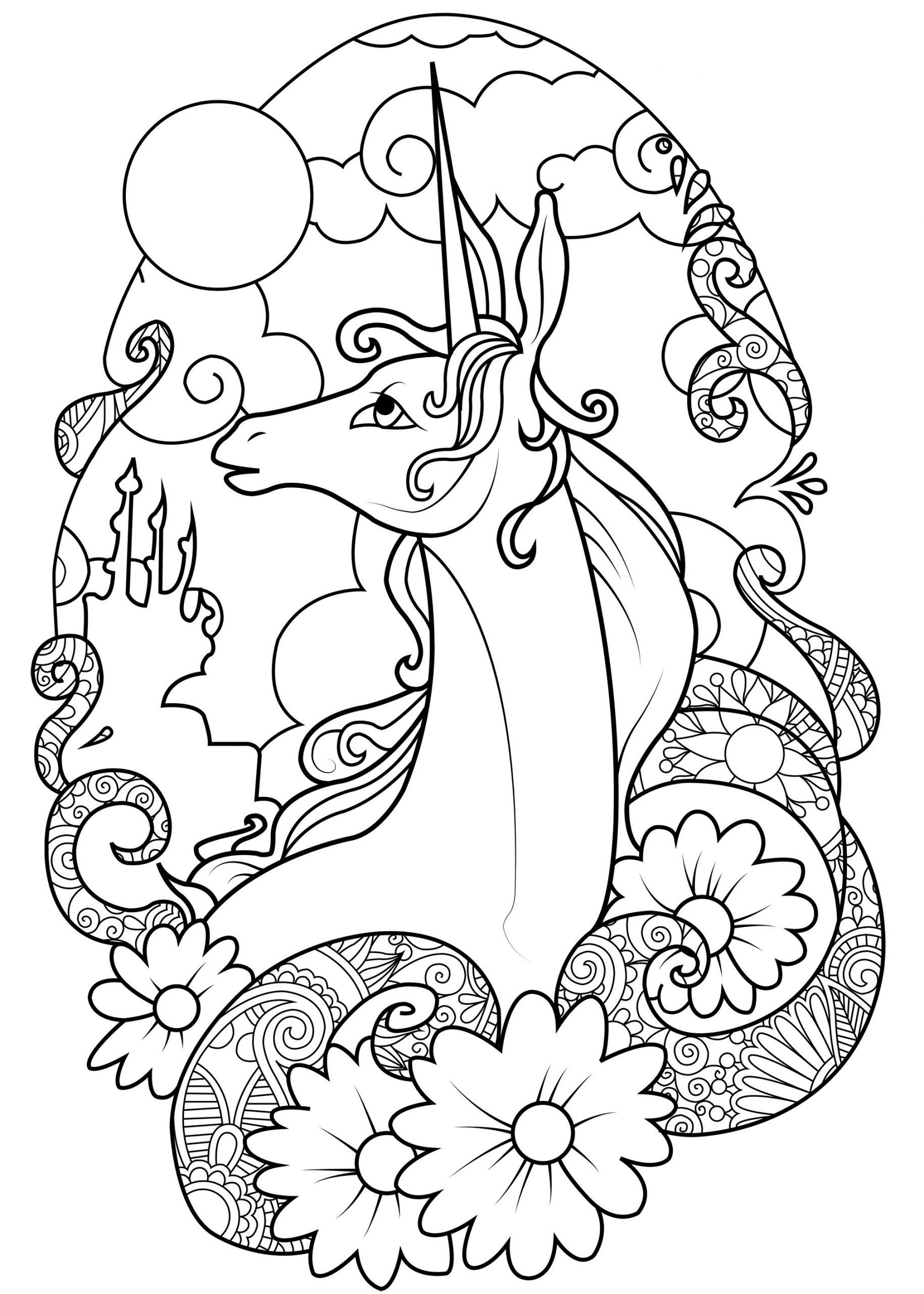 Coloring Pages : Coloring Phenomenal Detailed Unicorn Cute ...