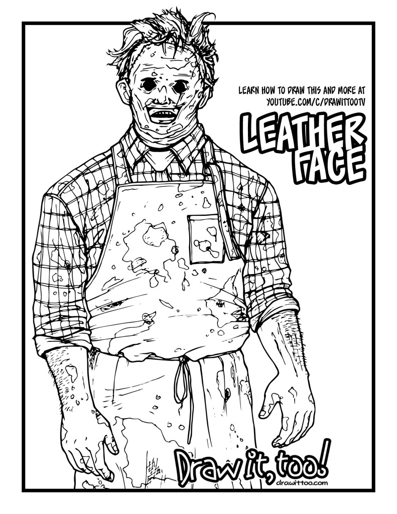 How to Draw LEATHERFACE (The Texas Chainsaw Massacre) Drawing Tutorial -  Draw it, Too!
