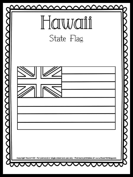 Hawaii State Flag Coloring Page {FREE Printable!} - The Art Kit