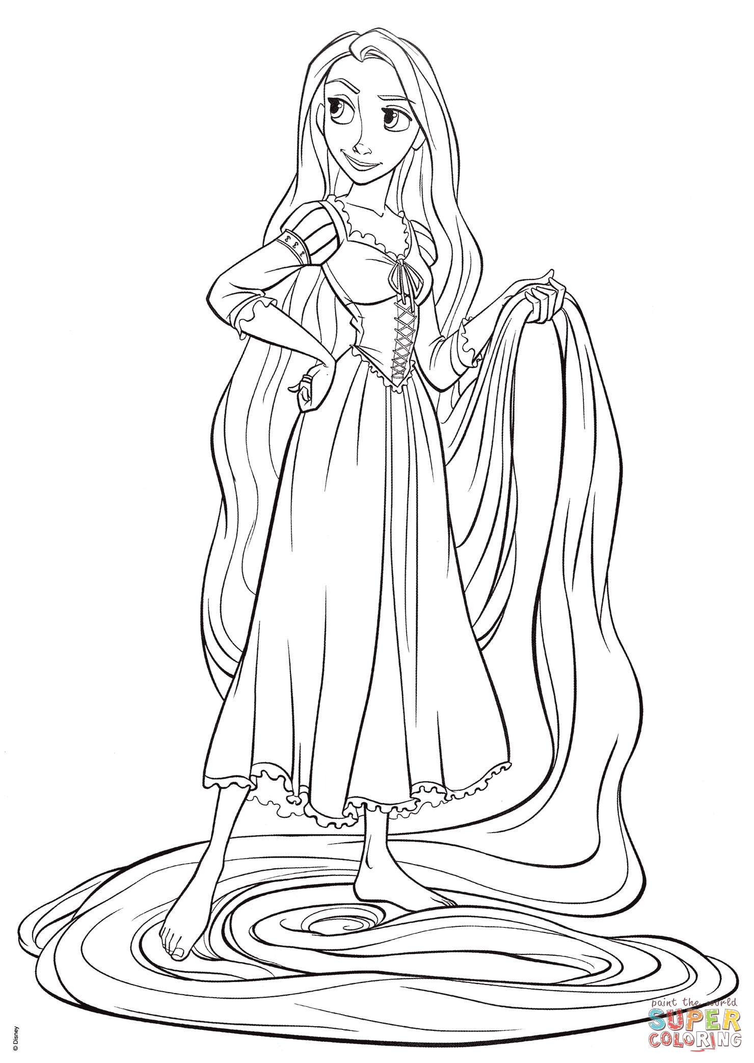 Rapunzel from Tangled coloring page ...supercoloring.com